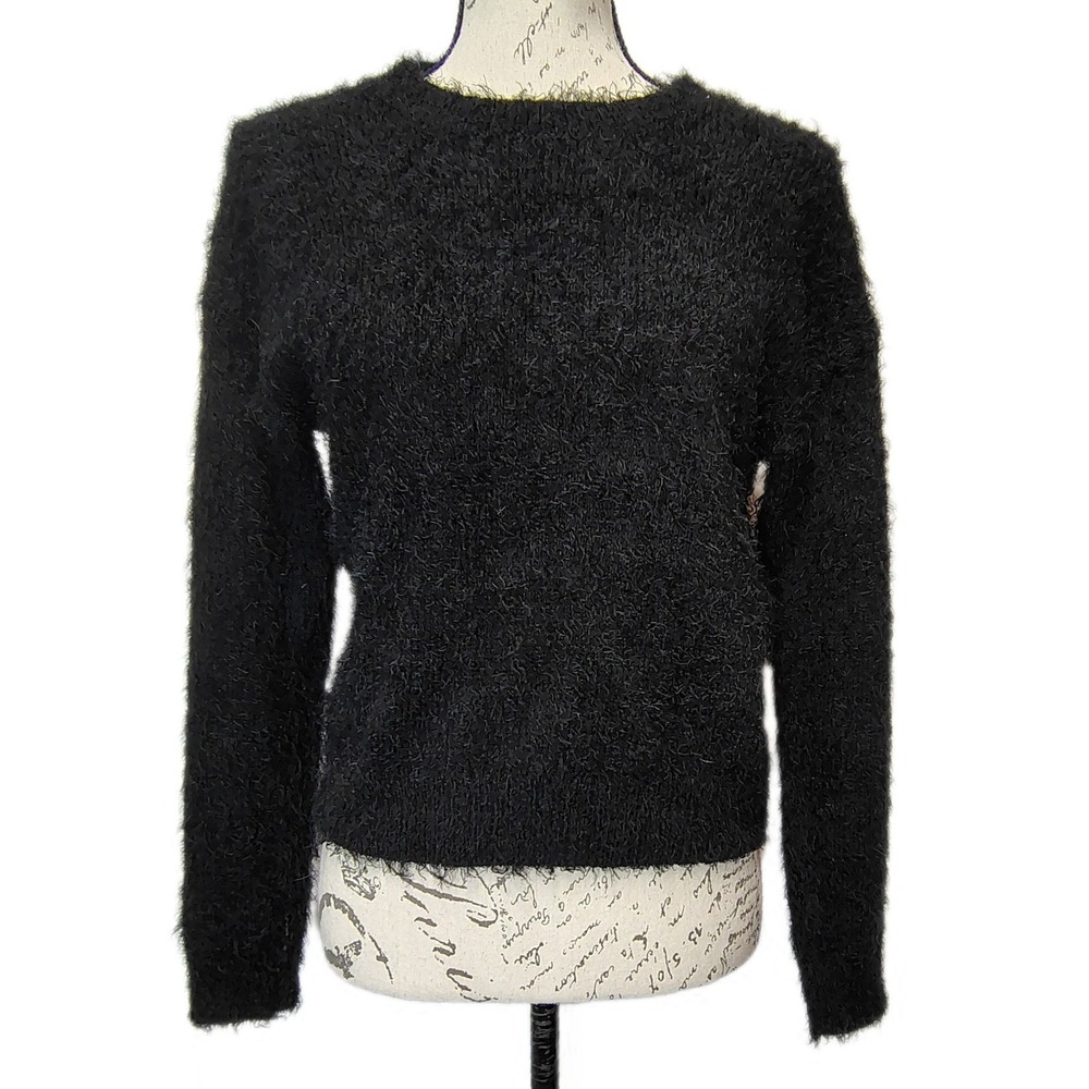 Forever 21 Fuzzy Knit Cozy Sweater S Womens Black Whimsygoth Witchy 90s